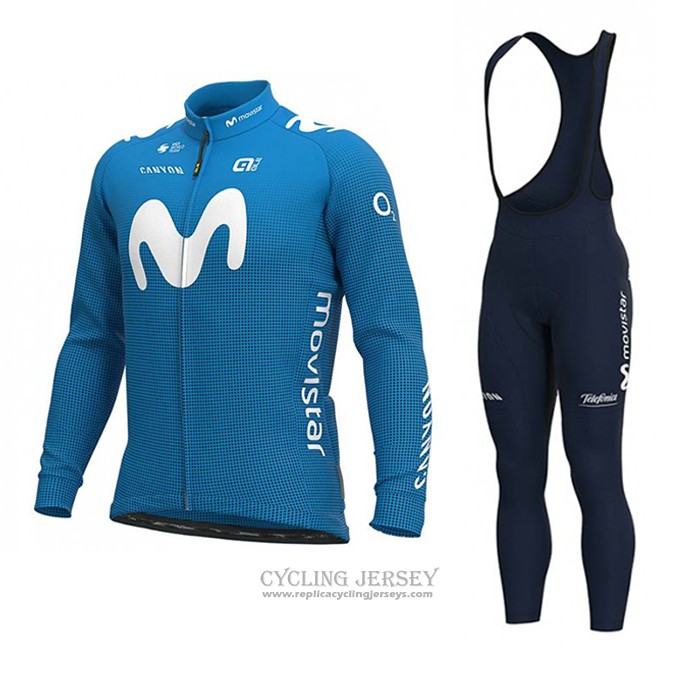 2020 Cycling Jersey Movistar Blue Long Sleeve And Bib Tight